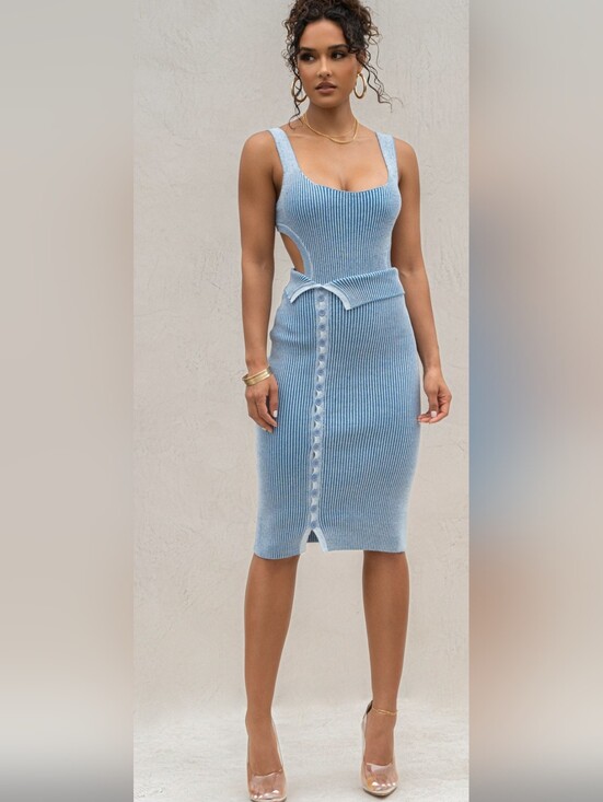 JLUXLABEL Dresses & Skirts - NWOT JLUXLABEL Light Blue Ribbed Knit Skirt & Body Suit